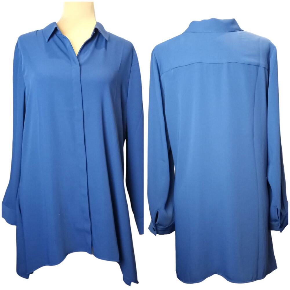 CHICO'S Woman's Matte Satin Tunic Blouse S Corpcore Officewear Professional